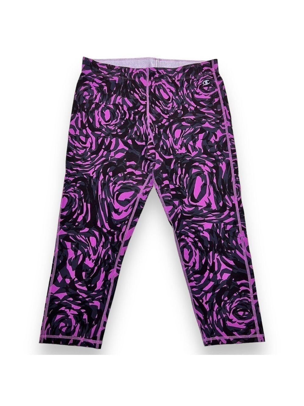 Champion Women’s Cotton Capri Leggings Purple Black Suze Large